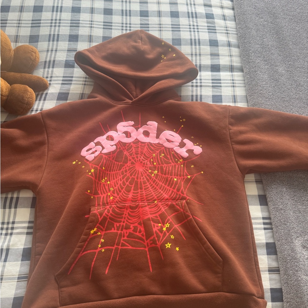brown sp5der hoodie